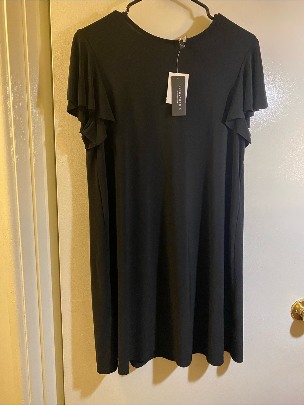 Everyday Black Flutter-Sleeve Midi Dress by Massimo Dutti